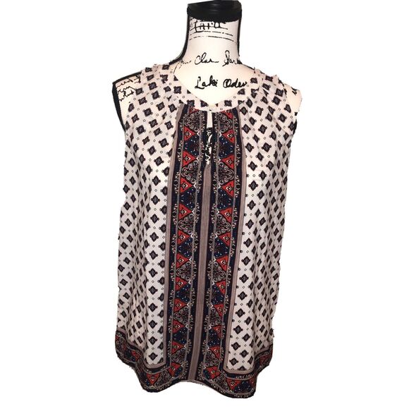 Jasmine &‎ Juliana Sleeveless Top Navy/Red Floral EUC Size M - Picture 2 of 11